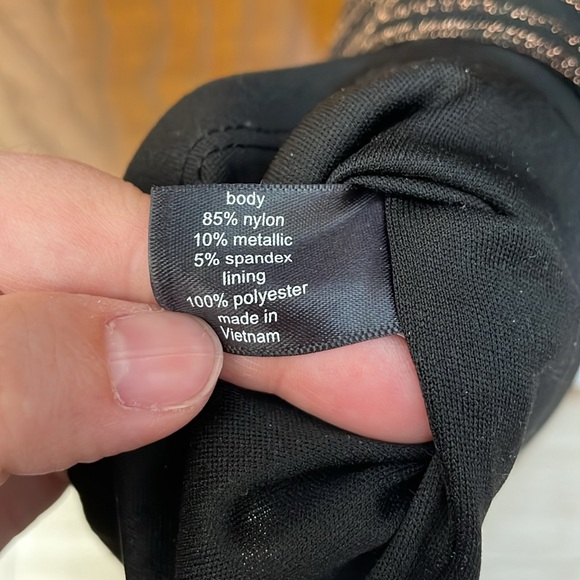 LANE BRYANT UEC Womens Size 14/16 Metallic Belted Fit & Flare Dress Black Copper - Picture 11 of 13